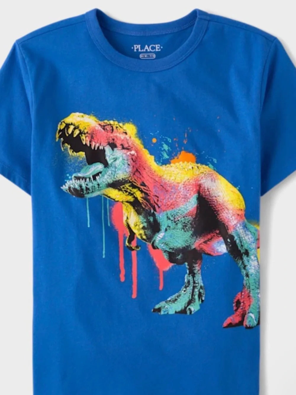 The Children's Place Bright Blue Tee with Neon Dinosaur Print